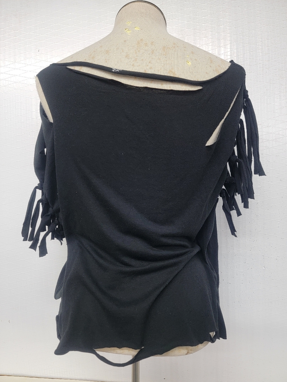 Gothic Skull Fringe Cutout Tee Upcycled - Picture 7 of 7